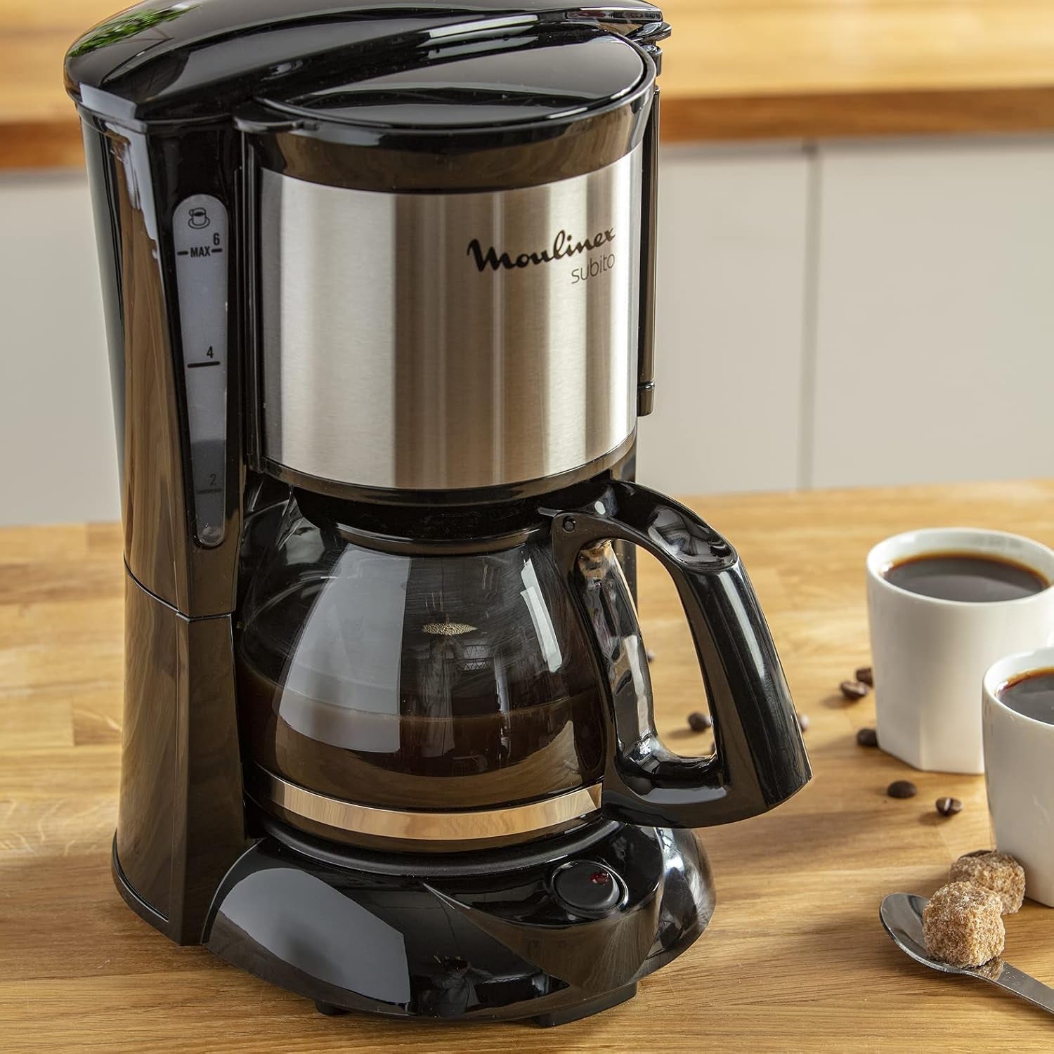FG150813 Caffettiera Subito, 6 tazze, Nero/Acciaio inox