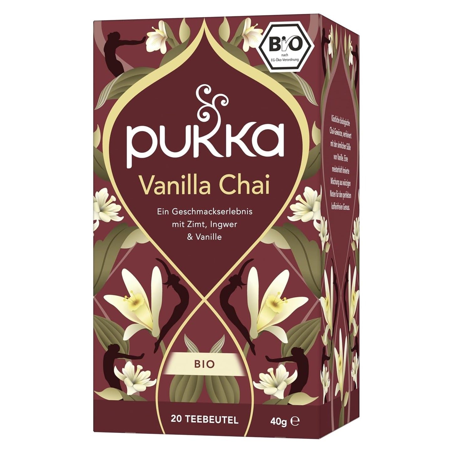 Pukka | Miscela di tè biologici aromatizzati "Vanilla Chai" | Cannella, zenzero e vaniglia | Tè per una delizia dalla dolcezza naturale | Confezione da 1 | 20 bustine di tè