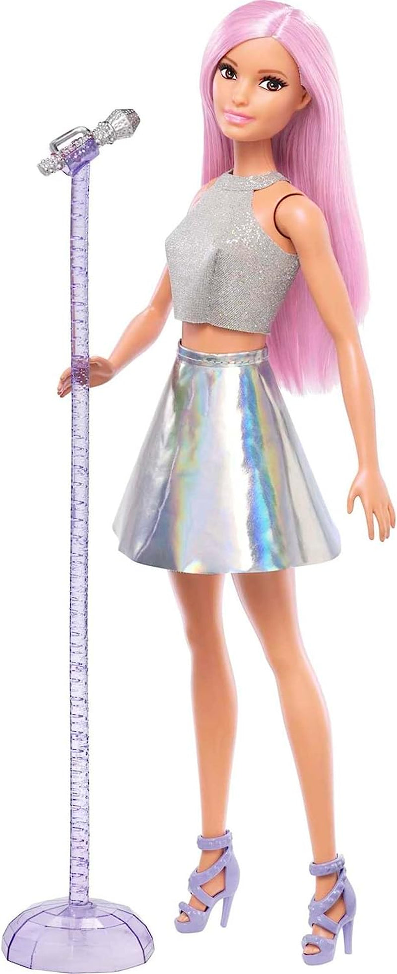 Barbie Pop Star con gonna scintillante, microfono e capelli rosa, regalo per bambini da 3 a 7 anni JCW42 Dazzling Dolls Naty Shop Rosa