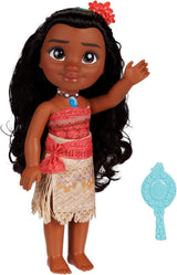 Disney Princess Moana bambola da 35 cm, occhi glitter riflettenti, articolazioni mobili, vestito staccabile, fermaglio floreale, capelli lunghi, per ragazze dai 3 anni in su