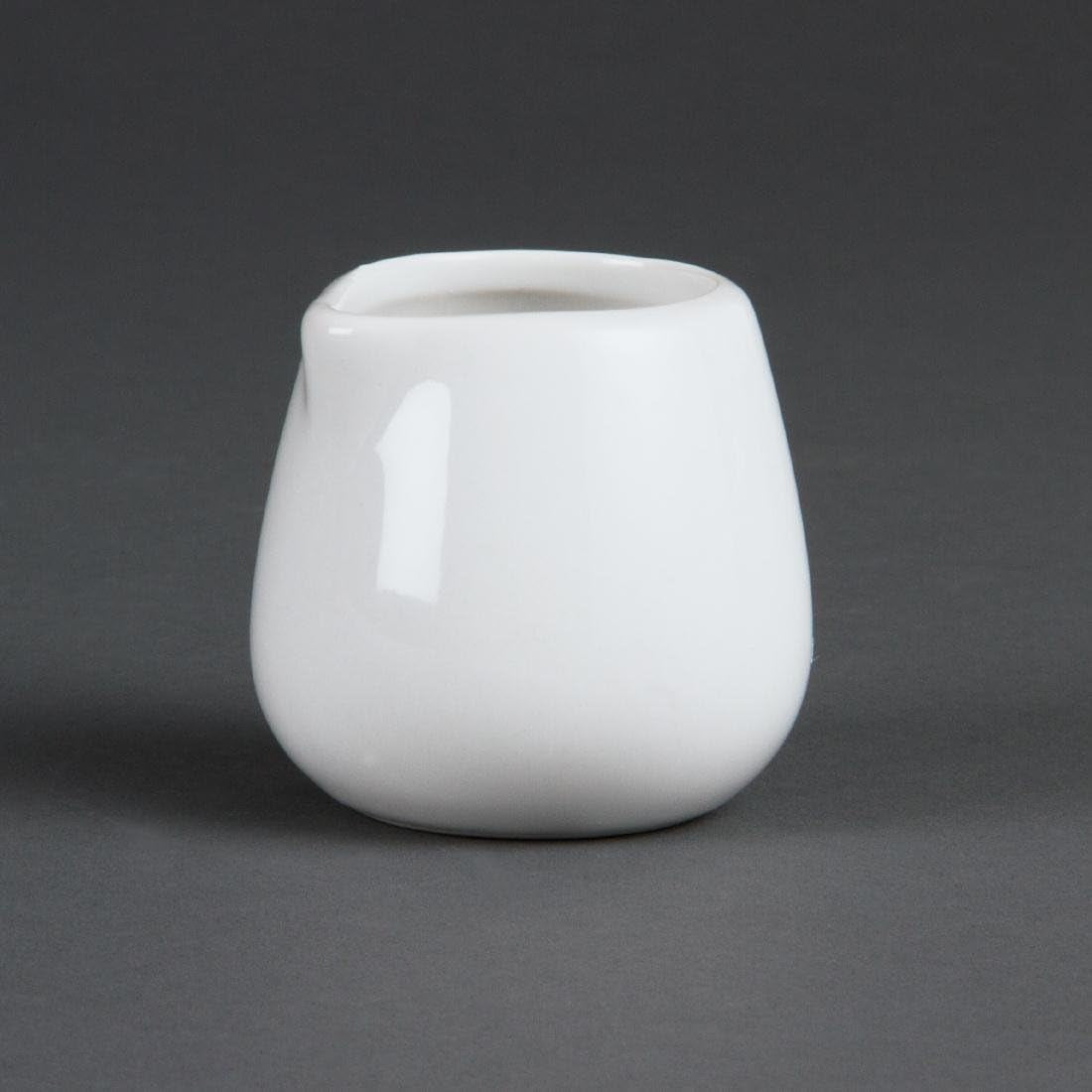 Olympia Whiteware Piccole brocche da portata 43 ml/1,5 once (confezione da 12), porcellana bianca - brocca senza manici ideale per latte, panna, salse, sughi - lavabile in lavastoviglie/microonde, bar di casa, ristorante, C203