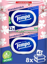Salviette umidificate Tempo ''Gentle & Sensitive'' - Megapack - 16 confezioni da 42 salviette ciascuna - Duo Packs - Aloe Vera Naturale - Carta igienica, dermatologicamente testata, neutra sulla pelle