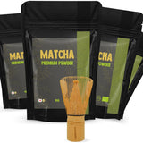 Cupplement Matcha 90 grammi biologico - Tè verde in polvere di altissima qualità - Senza frusta e filo di bambù - Culunary - Set per principianti - Latte - Frusta - Giappone - Polvere - Tè - Filo - Borsa - Frullato