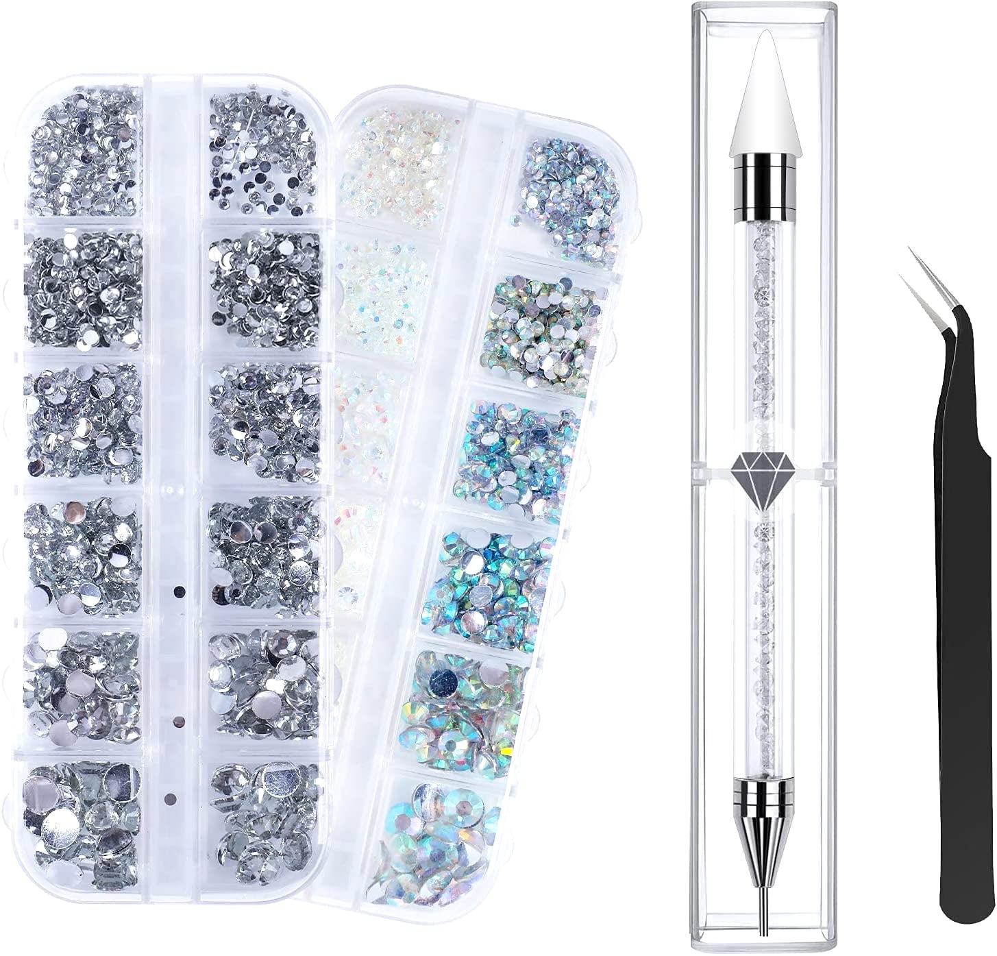 ANNYA 4000 Pezzi Strasssteine ​​​​Nägel Nail Art Strasssteine ​​​​Dekorationen Nagelsteine ​​Für Nail Art Zubehör e Klare Kristall Strasssteine ​​​​Handwork con Pick Up Pinzette e Strass Picker Dotting Pen…