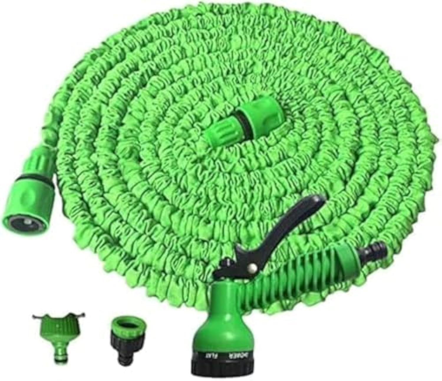 Tubo flessibile da giardino 15m verde, plastica/gomma, ugello a 7 vie, 8 bar, 0,68 kg, 1 pezzo