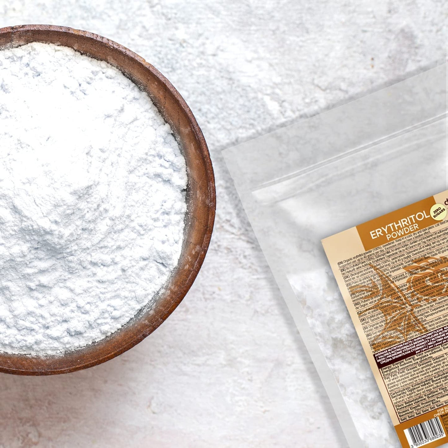 Bio Erythrit - Polvere, 100% Bio, Vegan, Null Kalorien-1Kg Dolcificanti Naty Shop