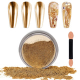 Chrome Nagel Pulver Spiegel Effekt Metallic Staub Holographische Glitter Glasierte Maniküre Dekoration Pigment riflettente per lo smalto gel fai da te Nail Art, Harz Handwork, Geschenke Für Gold