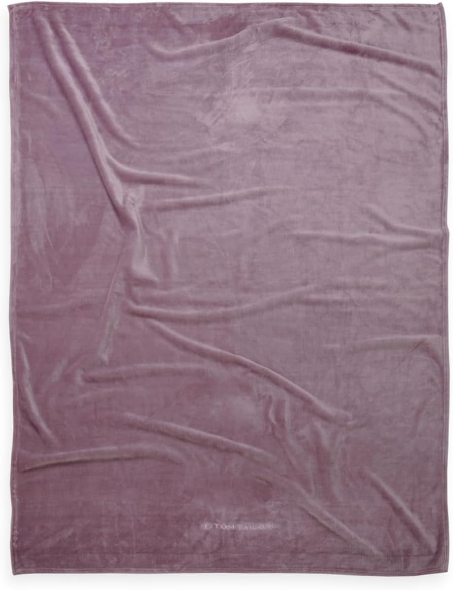TOM TAILOR Coperta Wellsoft, 150X200 Cm, 100% Poliestere/Wellsoft, logo ricamato, WELLSOFT BLANKET Arancione (Corallo caldo) Coperte e Trapunte Naty Shop Viola 150X200 Cm