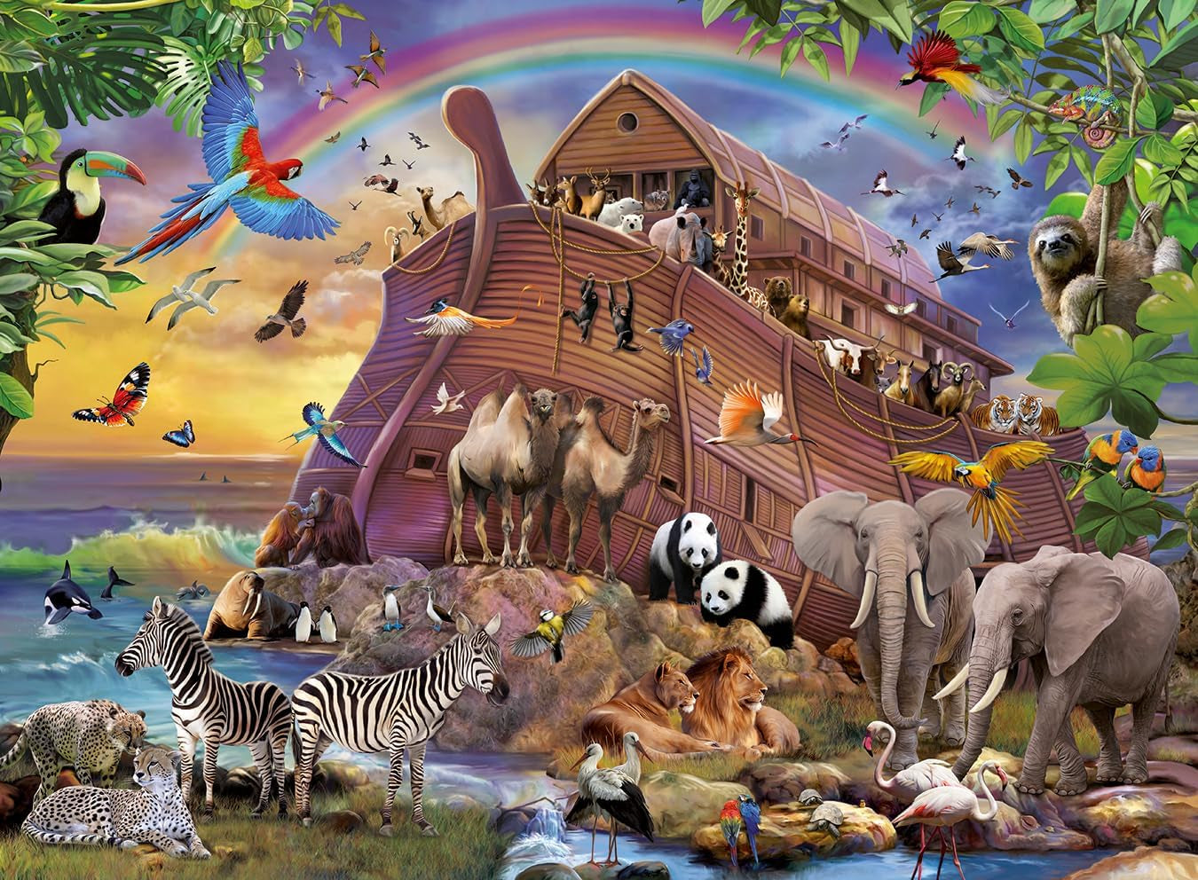 Puzzle per bambini Ravensburger - 10038 Unterwegs Mit Der Arche - Puzzle dell'Arca di Noè per bambini dai 7 anni, con 150 pezzi in formato XXL Puzzle Naty Shop