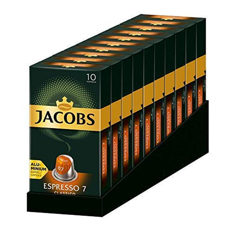 Jacobs Kaffeekapseln Espresso Classico, Intensität 7/12, 10 x 10 Getränke, Nespresso* compatibile Kaffee Kapseln, 100 Kapseln