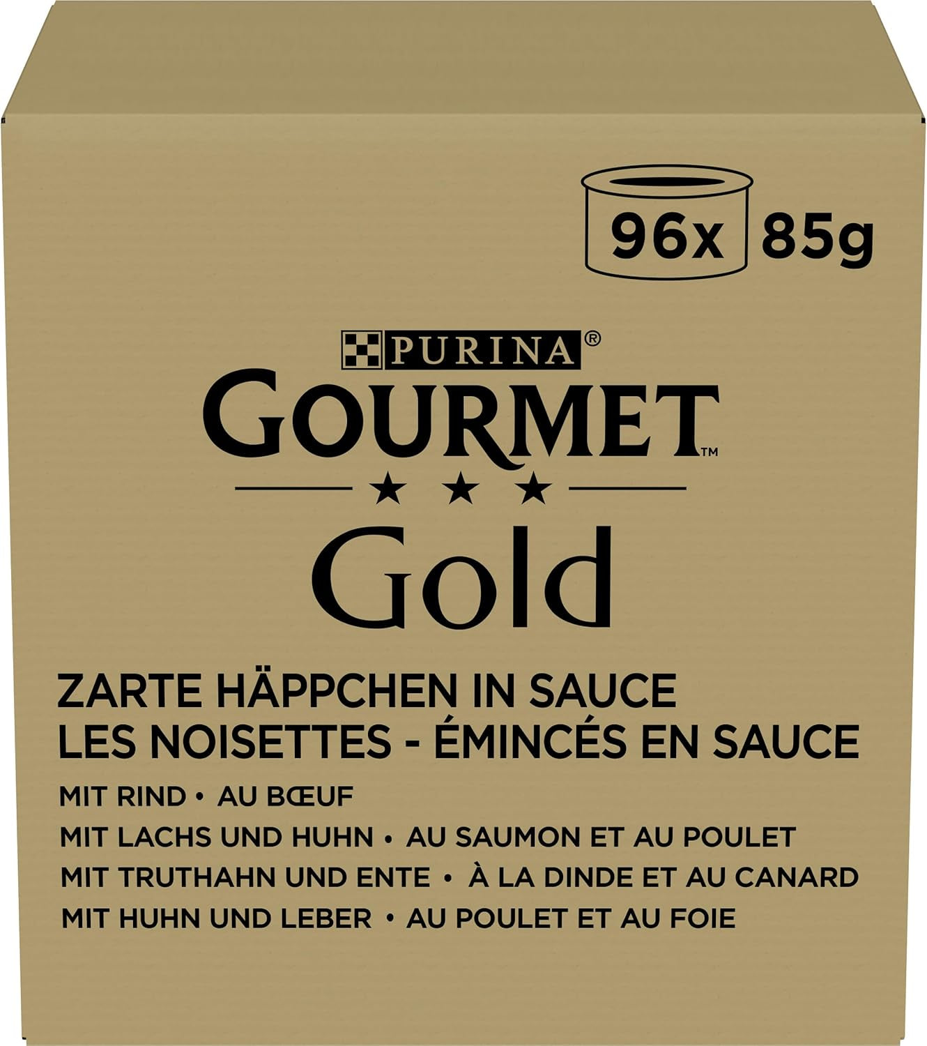 Cibo umido per gatti Gourmet Gold Tender Bocconcini in salsa, mix assortito, conf. da 96 (96 x 85g)