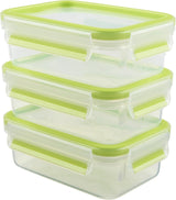 Emsa 515585 Clip per alimenti e chiusura | Set da 3 pezzi | plastica | trasparente/verde | 0,55 / 1 / 2,2 litri Contenitori per alimenti Naty Shop Verde 0,55 L