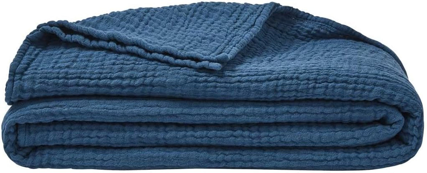 ESSIX Plaid, Monocolore, In garza di cotone, Jazzy, 130 X 170 Cm Trapunte e trapunte Naty Shop Blu - Petrolio