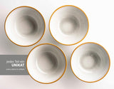 MÄSER Mabella, Servizio di stoviglie vintage per 4, servizio combinato da 20 pezzi con raffinata smaltatura reattiva e raffinato bordo marrone, Gres, Grigio-Beige