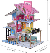 Casa delle bambole in legno per bambini Olivia's Little World 360, bambole da 3,5 pollici e 12 accessori, multicolore TD-13260C