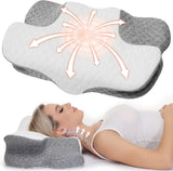 Wellsync Cuscino per il collo Cuscino ergonomico Cuscino in memory foam Cuscino ortopedico per chi dorme sul fianco Chi dorme sulla schiena Chi dorme sullo stomaco Dolore al collo Bianco Grigio Cuscini ortopedici cervicali Naty Shop Titolo predefinito