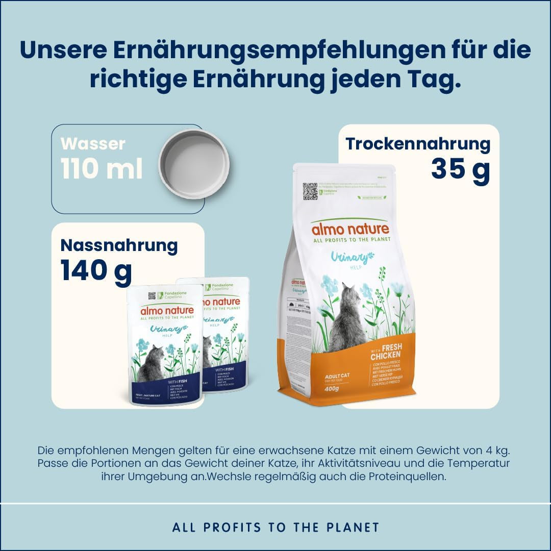 Almo Nature Functional Urinary Help - Nassfutter für ausgewachsene Katzen mit Fisch - Unterstützung für die Gesundheit der Harnwege - 30 buste da 70g