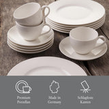 vivo - Villeroy & Boch Group - Servizio da tavola Basic White da 30 pezzi, lavabile in lavastoviglie e adatto al microonde, Servizio da tavola bianco, Servizio da caffè, Ceramica, Piatti, Tazze, Porcellana Premium