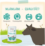 MjAMjAM - Cibo umido premium per gatti - Benessere - Digestivo - Manzo, Confezione da 12 (12 x 125g), Senza Cereali