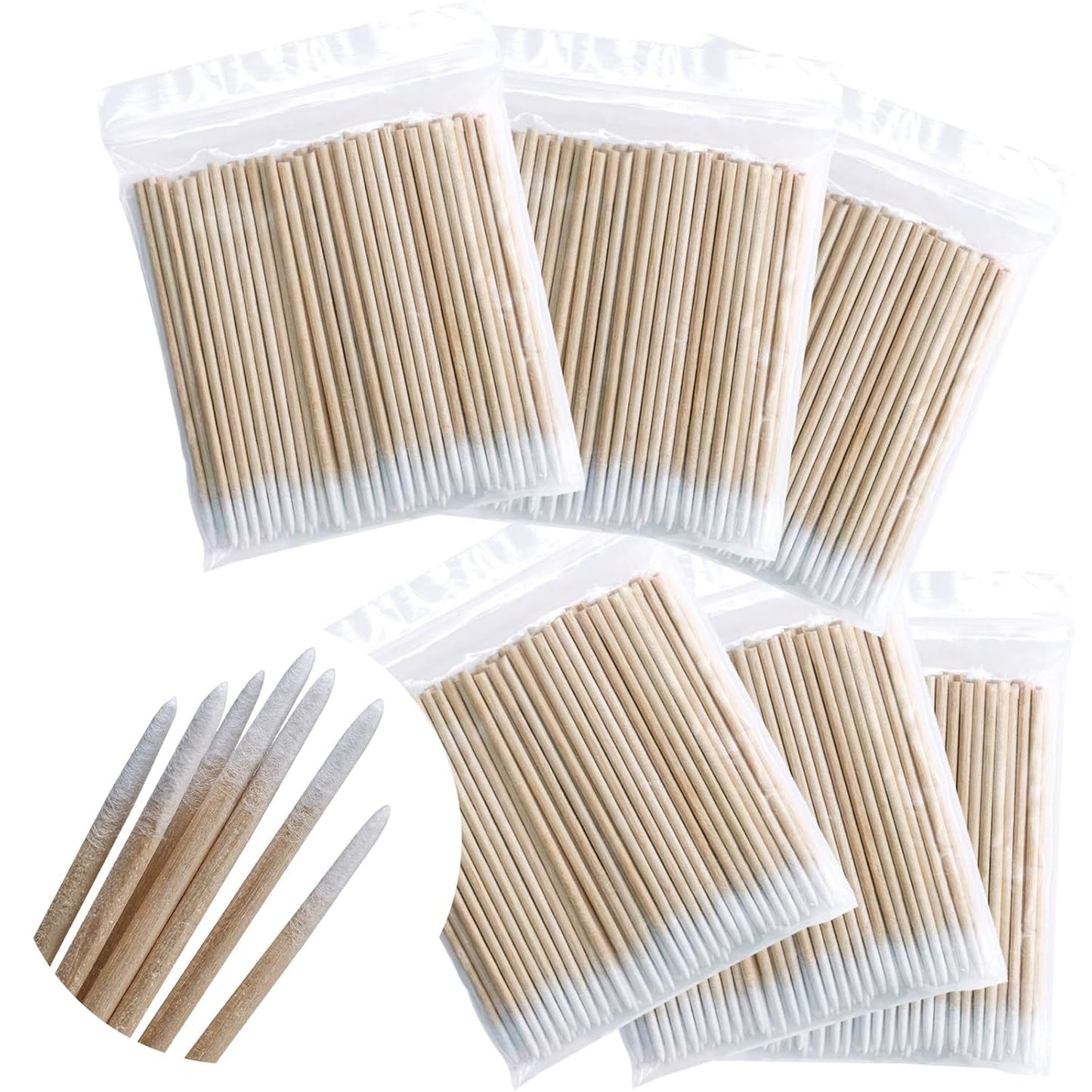 600 Pezzi Wattestäbchen Holz Spitz,Reinigungsstäbchen,Microbrush Stäbchen Wattestäbchen Für Tattoo,Augenbrauen,Beauty,Lippenstift,Wimpern,Make-Up,Nagel Zubehör,Augenbrauen Tattoo