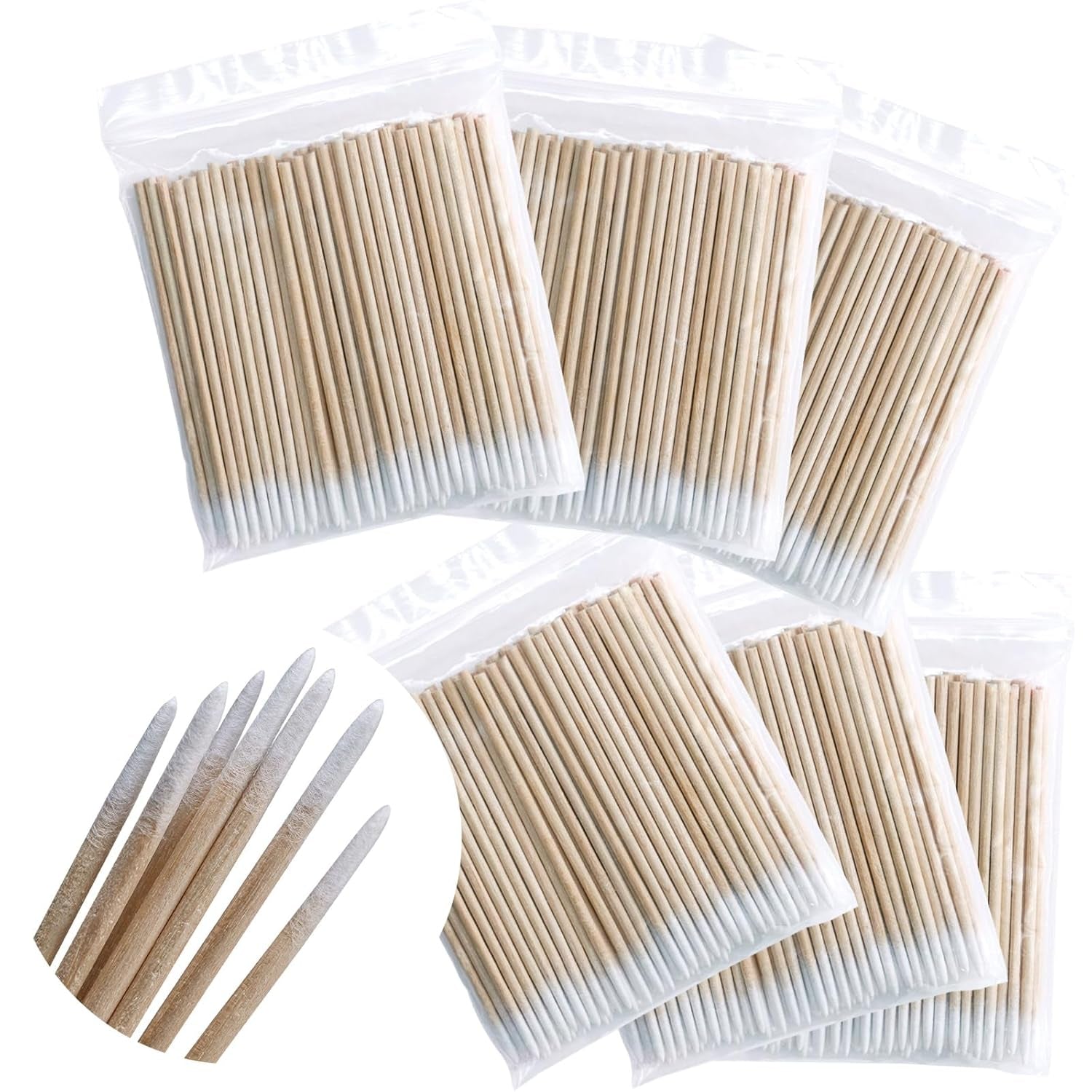 600 Pezzi Wattestäbchen Holz Spitz,Reinigungsstäbchen,Microbrush Stäbchen Wattestäbchen Für Tattoo,Augenbrauen,Beauty,Lippenstift,Wimpern,Make-Up,Nagel Zubehör,Augenbrauen Tattoo