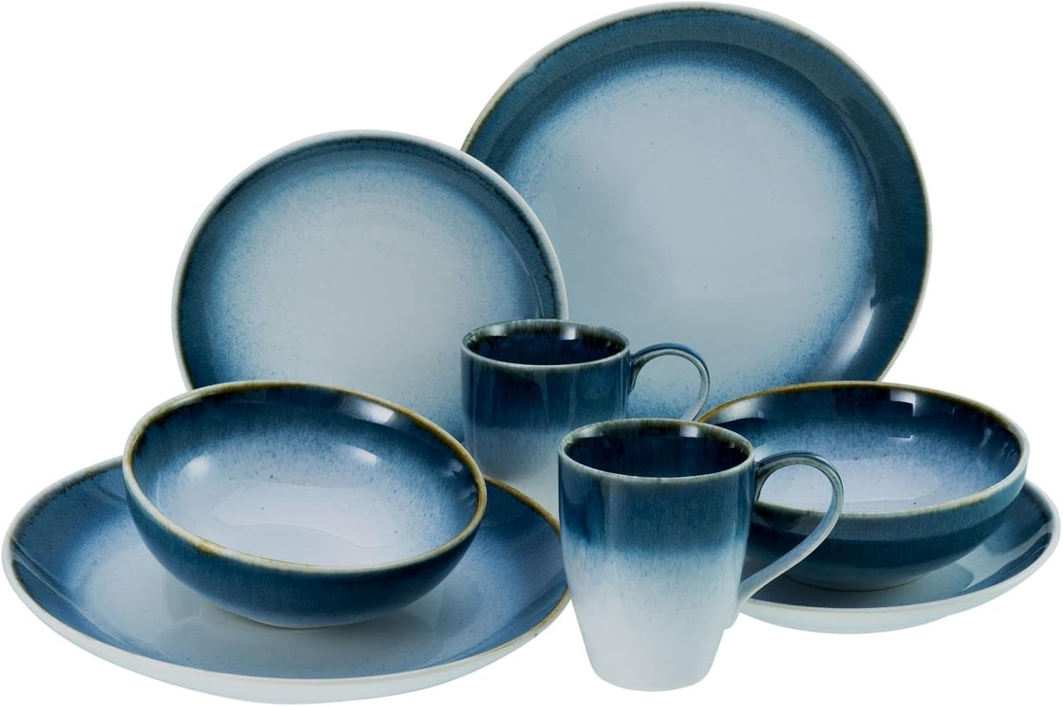 Creatable 23788 Set di stoviglie serie Cascade da 8 pezzi per 2 servizi combinati in porcellana, lavabili in lavastoviglie e adatti al microonde. Produzione di qualità