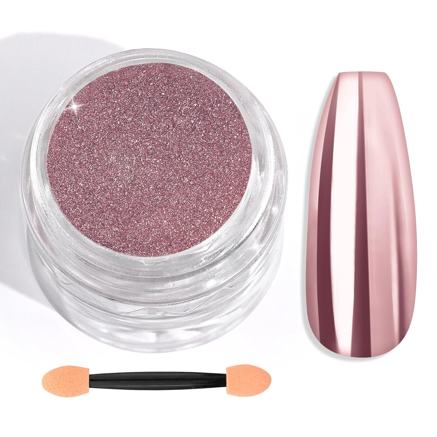Saviland Set di polveri per unghie cromate - Polvere per unghie cromata laser rosa Effetto specchio Laser Nail Art, Polvere decorativa per manicure con glitter per unghie con bastoncini di spugna, Polvere glitter per unghie Salone per unghie