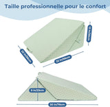 INFANZIA Cuscino a cuneo per letto, Cuscino angolare, Cuscino triangolare, Pieghevole, Memory Foam, Apnea notturna, Reflusso acido, Elevazione delle gambe, Lettura, Verde