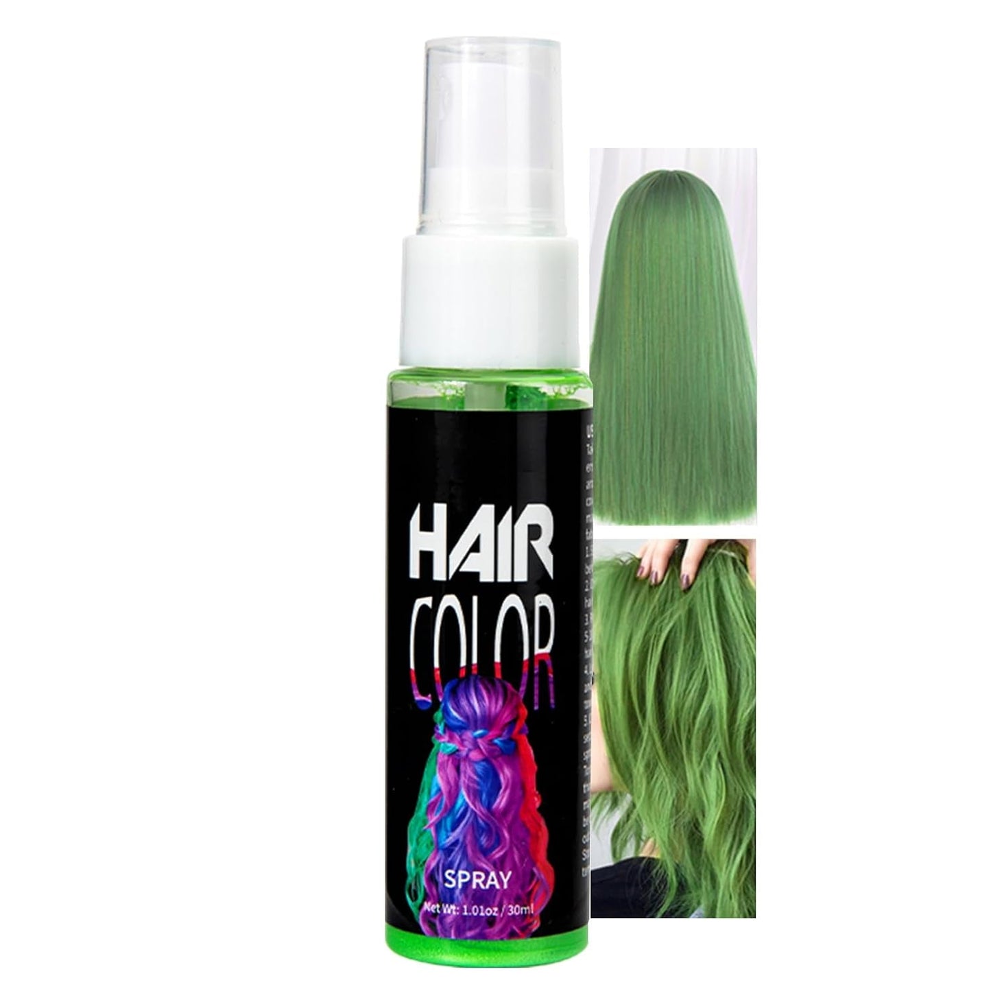 Tintura Per Capelli Spray, Tintura Per Capelli Spray Rossa Temporanea, Tintura Per Capelli Colorata Rossa, Tintura Per Capelli Lavabile, Spray Colorante Per Capelli Rosso Vivido, Tintura Per Capelli Istantanea, Tintura Per Capelli Per Carnevale, Halloween, Cosplay, Party Naty Shop Tintura Per Capelli Verde 30 Ml (1 Confezione)