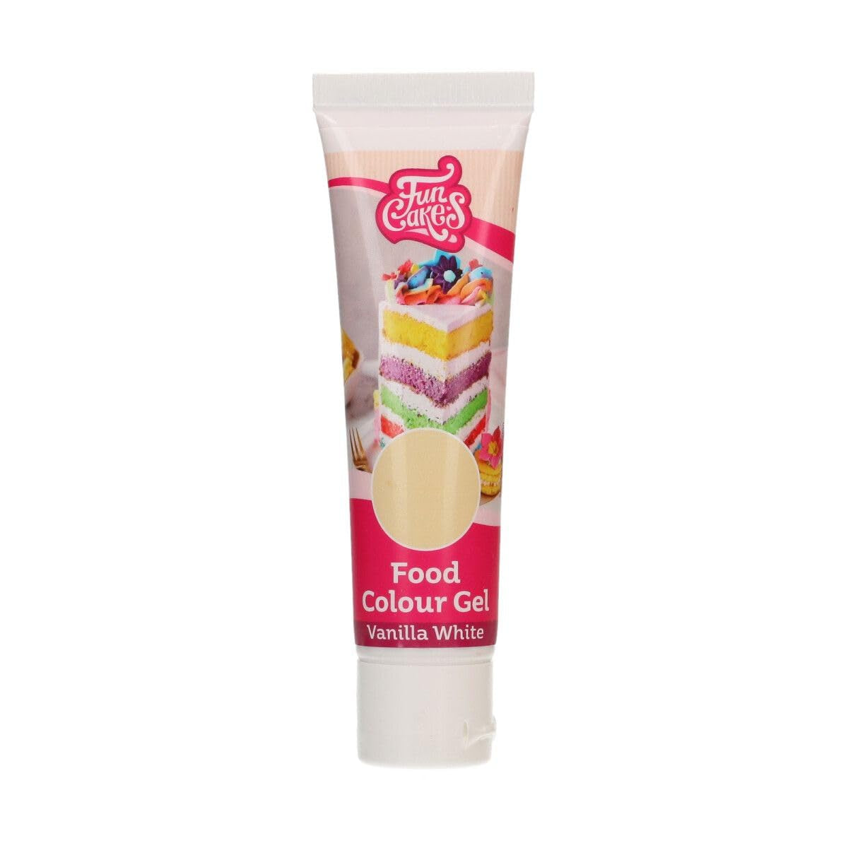 Colorante alimentare Funcakes White Vanilla Gel: colorante alimentare altamente concentrato per pasta, panna, fondente, marzapane, pasticcini, dosaggio leggero, gocce singole per creare colori vivaci, Halal, 30 g