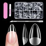 Unghie corte a copertura totale 120 pezzi 12 misure Punte corte per unghie in gel Colla su unghie artificiali Colla su set di lime per unghie Lucidatore per unghie Spingi cuticole
