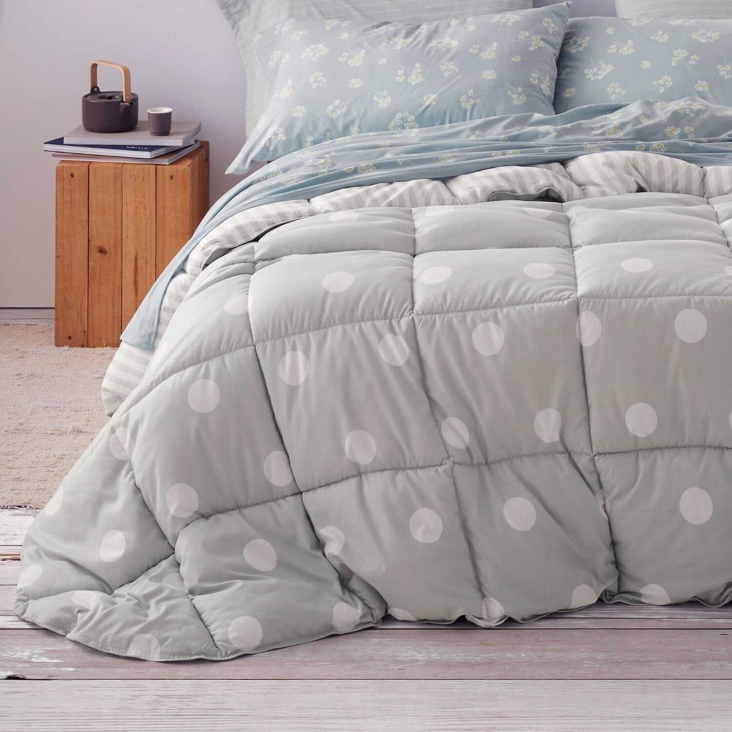 Piumino trapuntato sintetico, verde menta, Ancho 150-160 Cm Piumini e Trapunte Naty Shop