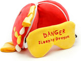 Puckator Relaxeazzz Adoramagics Cuscino da viaggio rotondo in peluche e maschera per gli occhi del drago - Maschera per dormire in peluche per aereo - Cuscino da volo per bambini e adulti - Simpatica maschera per dormire Cuscini da viaggio Naty Shop