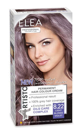 Color & Care tinta permanente per capelli 120 ml, risultato professionale, copre i capelli grigi, arricchito con complessi per la cura degli oli-Colore per capelli a lunga durata (10.1 Biondo cenere super chiaro) Tintura per capelli Naty Shop 8.22 Biondo viola chiaro