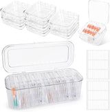 INMORVEN Set di scatole per unghie - 14 scatole trasparenti per unghie + 1 scatola grande e 60 dischi adesivi - Ideale per conservare unghie finte, accessori per unghie in gel e smalto (14 pezzi in uno strato)