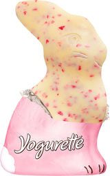 Coniglietto Pasquale con Yogurt 75g – Coniglietto Pasquale al Cioccolato – Coniglietto Pasquale al Cioccolato Bianco con Yogurt e Gocce di Fragole Fruttate – Coniglietto Pasquale al Cioccolato e Cesto Pasquale – Regalo Cioccolato – Regalo Pasqua