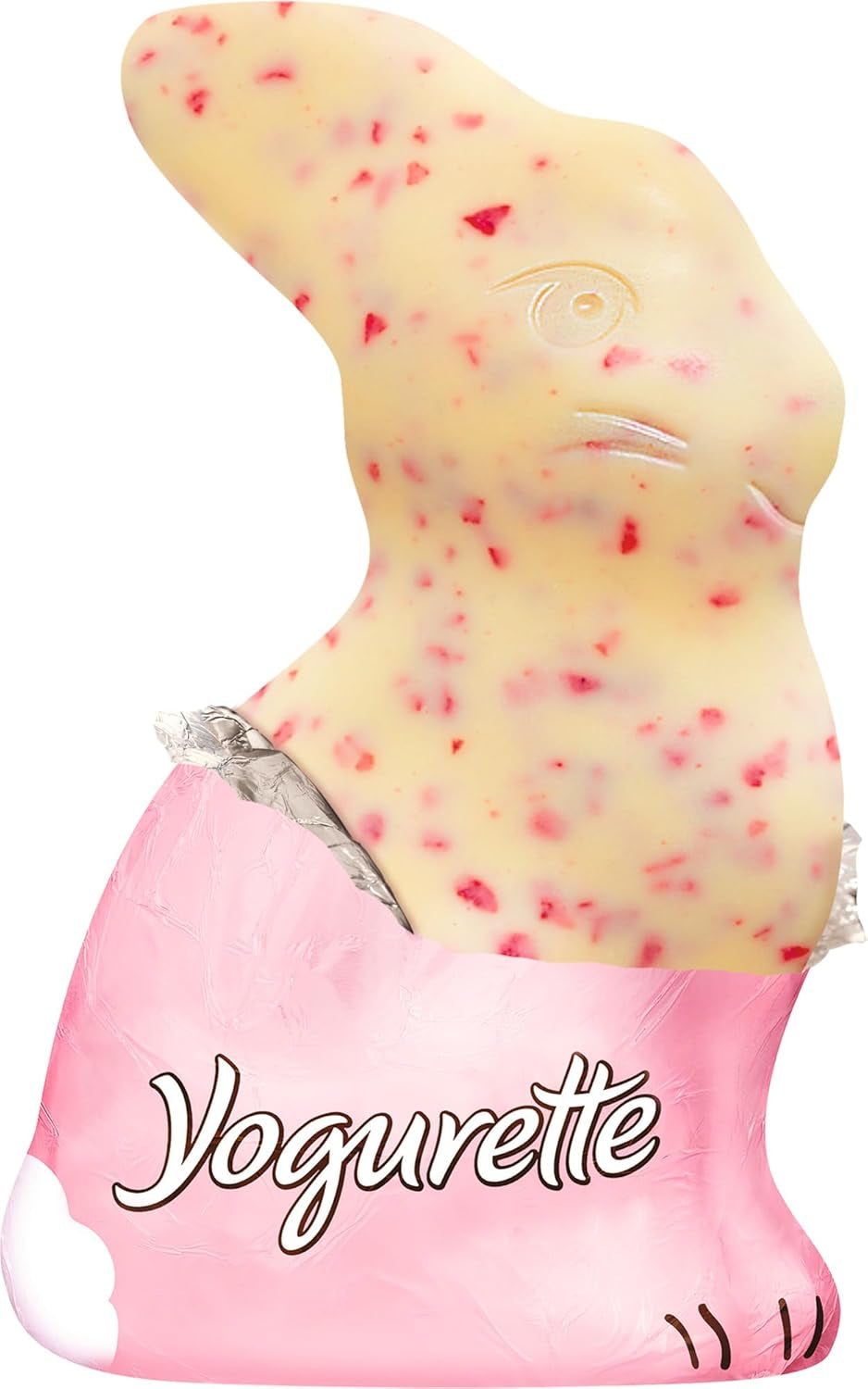 Coniglietto Pasquale con Yogurt 75g – Coniglietto Pasquale al Cioccolato – Coniglietto Pasquale al Cioccolato Bianco con Yogurt e Gocce di Fragole Fruttate – Coniglietto Pasquale al Cioccolato e Cesto Pasquale – Regalo Cioccolato – Regalo Pasqua
