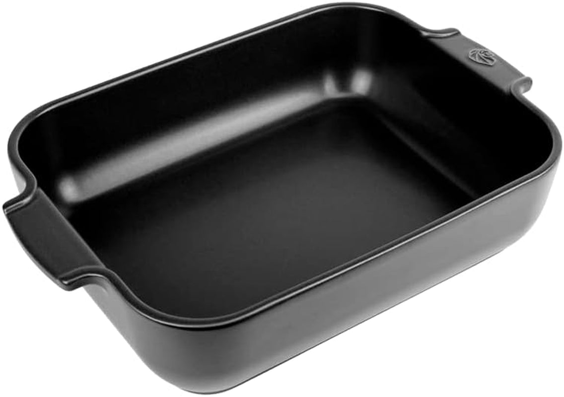 Peugeot Appolia Rechteckige Auflaufform Mit Griffen, Keramik, Schiefer / Grau, 7.2X31X21.7 Cm, Fassungsvermögen: Ca. 2 L, 60060 Stampi e teglie Naty Shop Satinschwarz