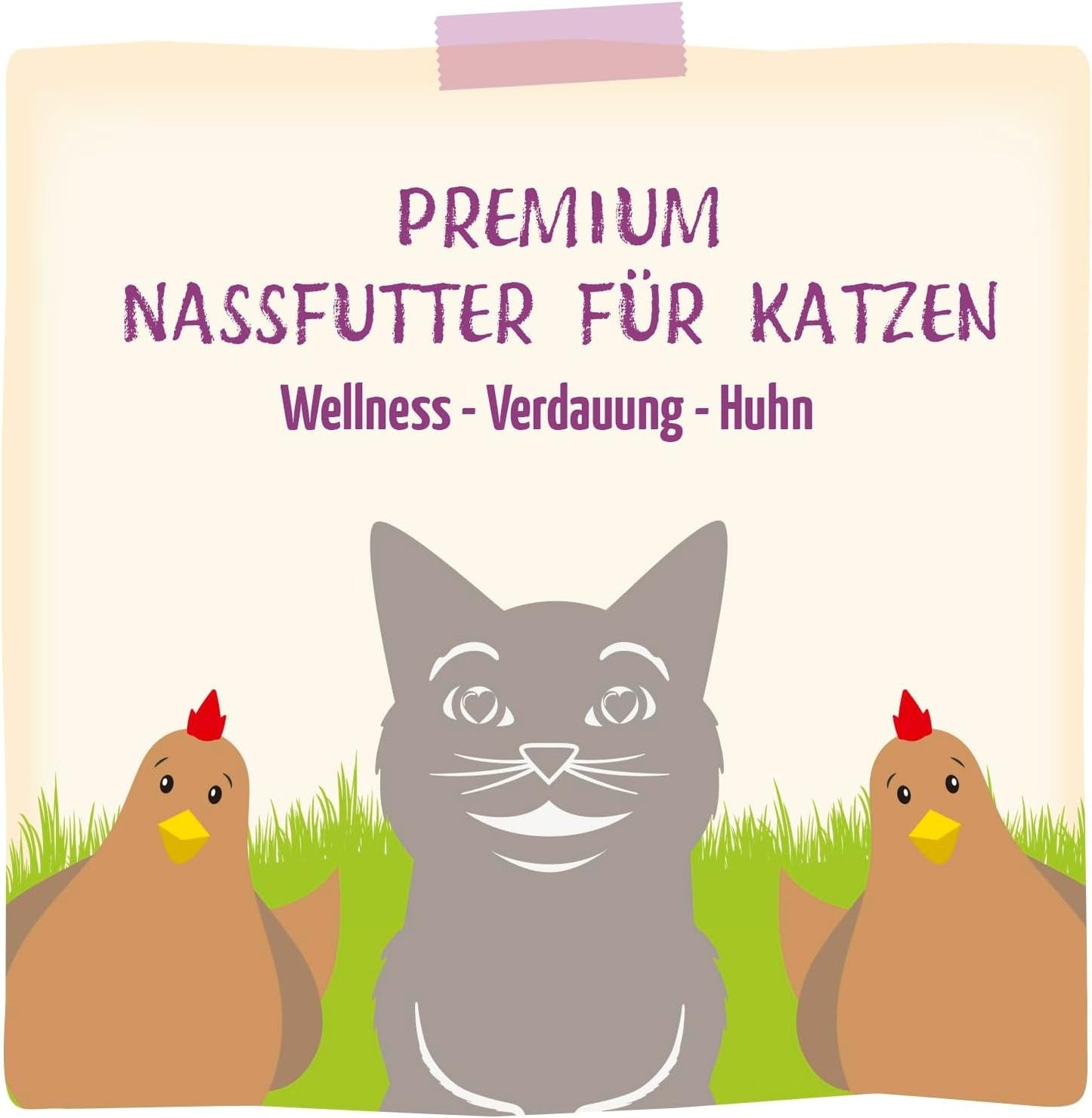 MjAMjAM - Cibo umido premium per gatti - Wellness - Digestive - Pollo, confezione da 12 (12 x 125g), senza cereali