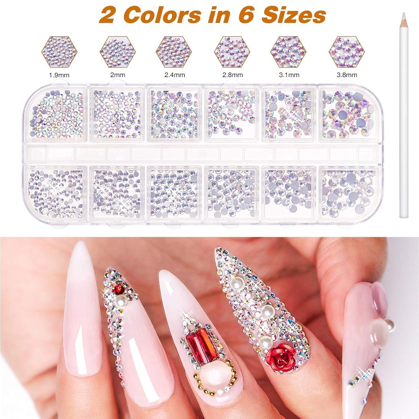 MELLIEX 45 Stück Nail Art Dekoration Zubehör Set, Nägel Pinsel Strasssteine ​​​​Glitzer Goldfolie Nageldesign Dotted Pen Streifenband Für Nagelkunst Maniküre Set