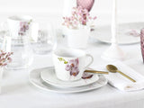 CreaTable, 24024, serie Square Orchid, set di stoviglie da 18 pezzi per 6, servizio da caffè in porcellana, lavabile in lavastoviglie e adatto al microonde, produzione di qualità