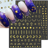 8 fogli Luna e stelle dorate Adesivi per nail art Ali d'angelo Adesivi per unghie color oro marrone chiaro Stelle Foil per unghie Adesivi autoadesivi per unghie Accessori per il design delle unghie Adesivi per unghie