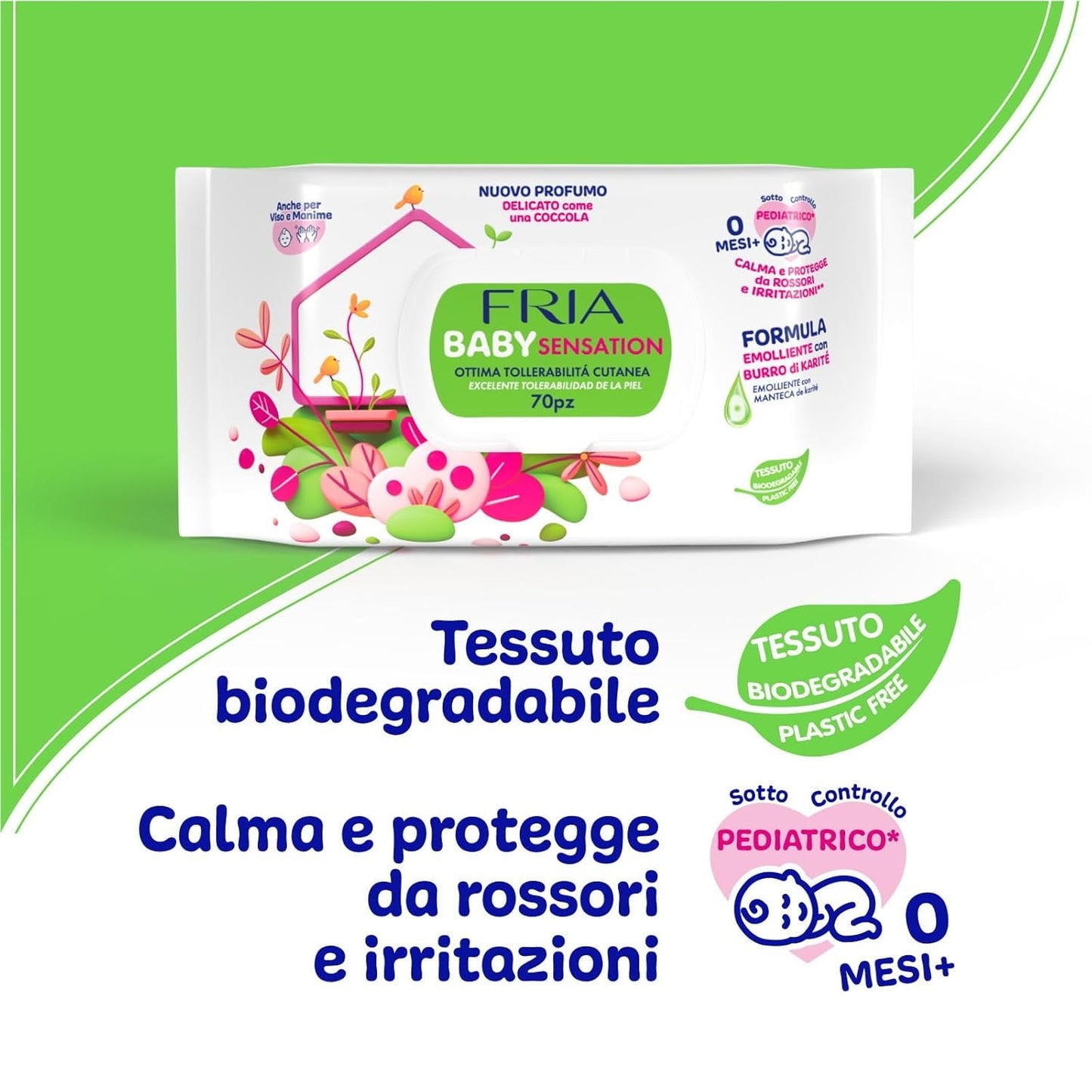 Baby Sensations con coperchio, 72 salviette umidificate, salviette detergenti per la cura personale, unisex, bambini