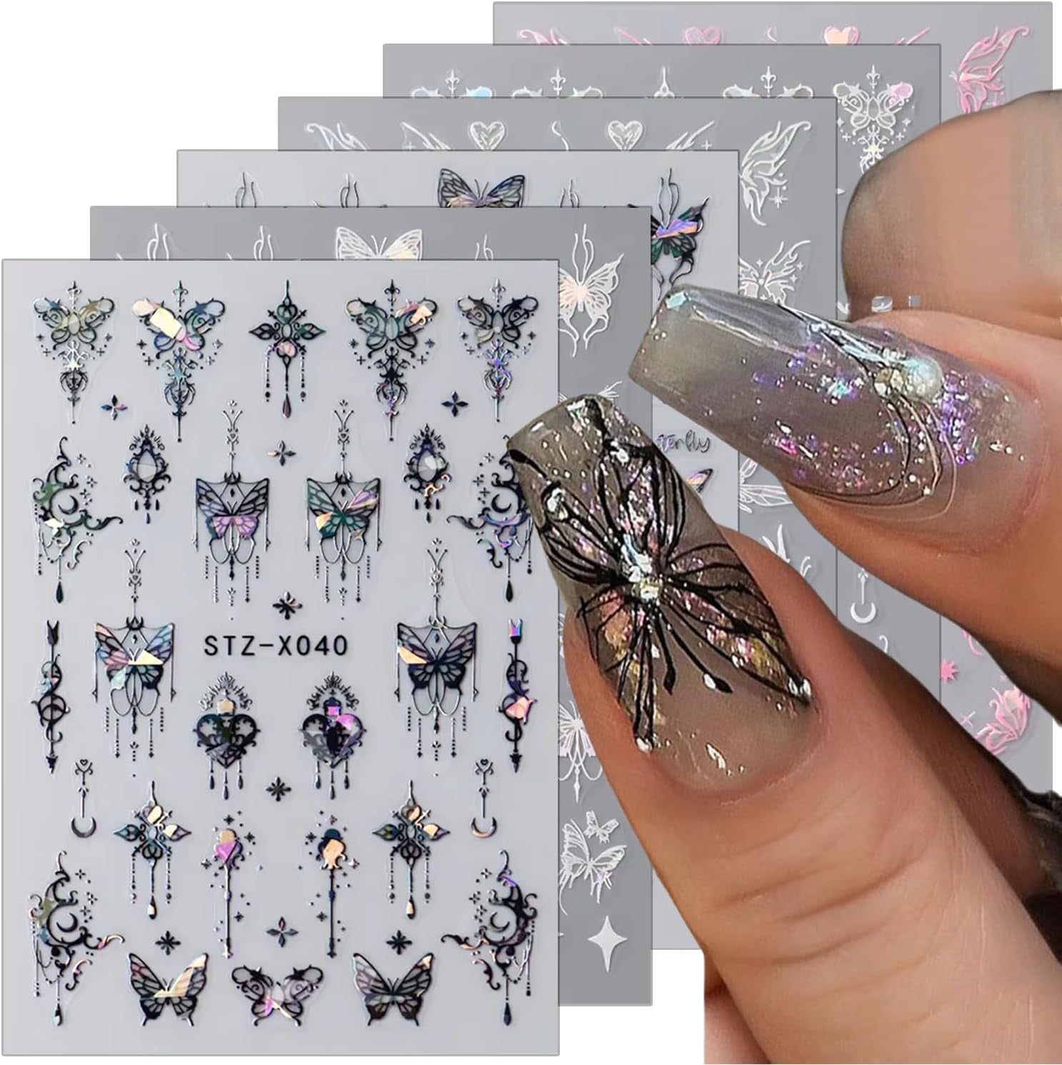GZMAYUEN 12 colori adesivi per unghie francesi adesivi per unghie in colore sfumato francese 3D accessori per unghie autoadesivi per design per unghie