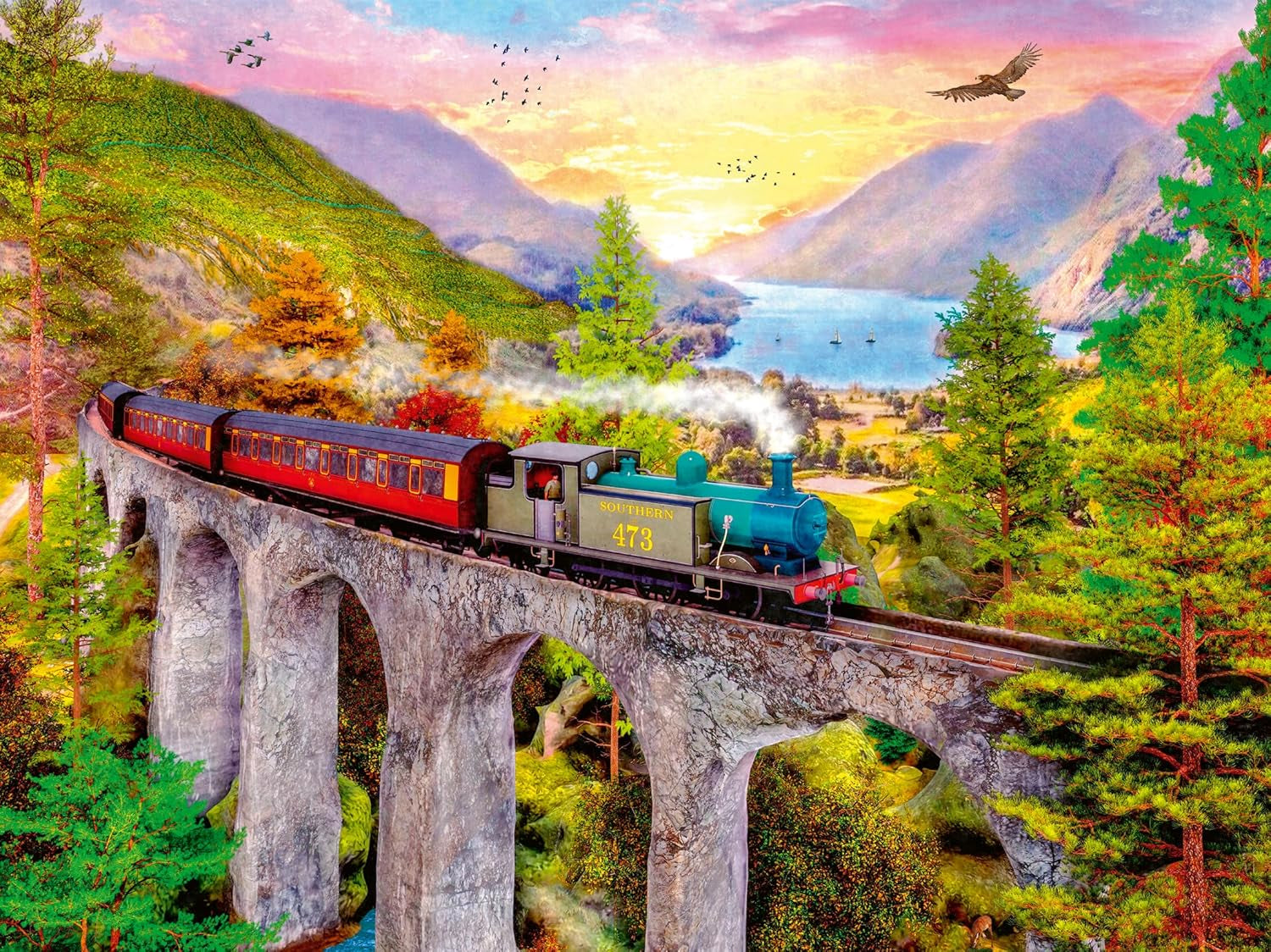 Ravensburger Puzzle 12000795 - Viaggio in treno autunnale - Puzzle da 1500 pezzi per adulti e bambini dai 14 anni in su, Puzzle Naty Shop Titolo predefinito