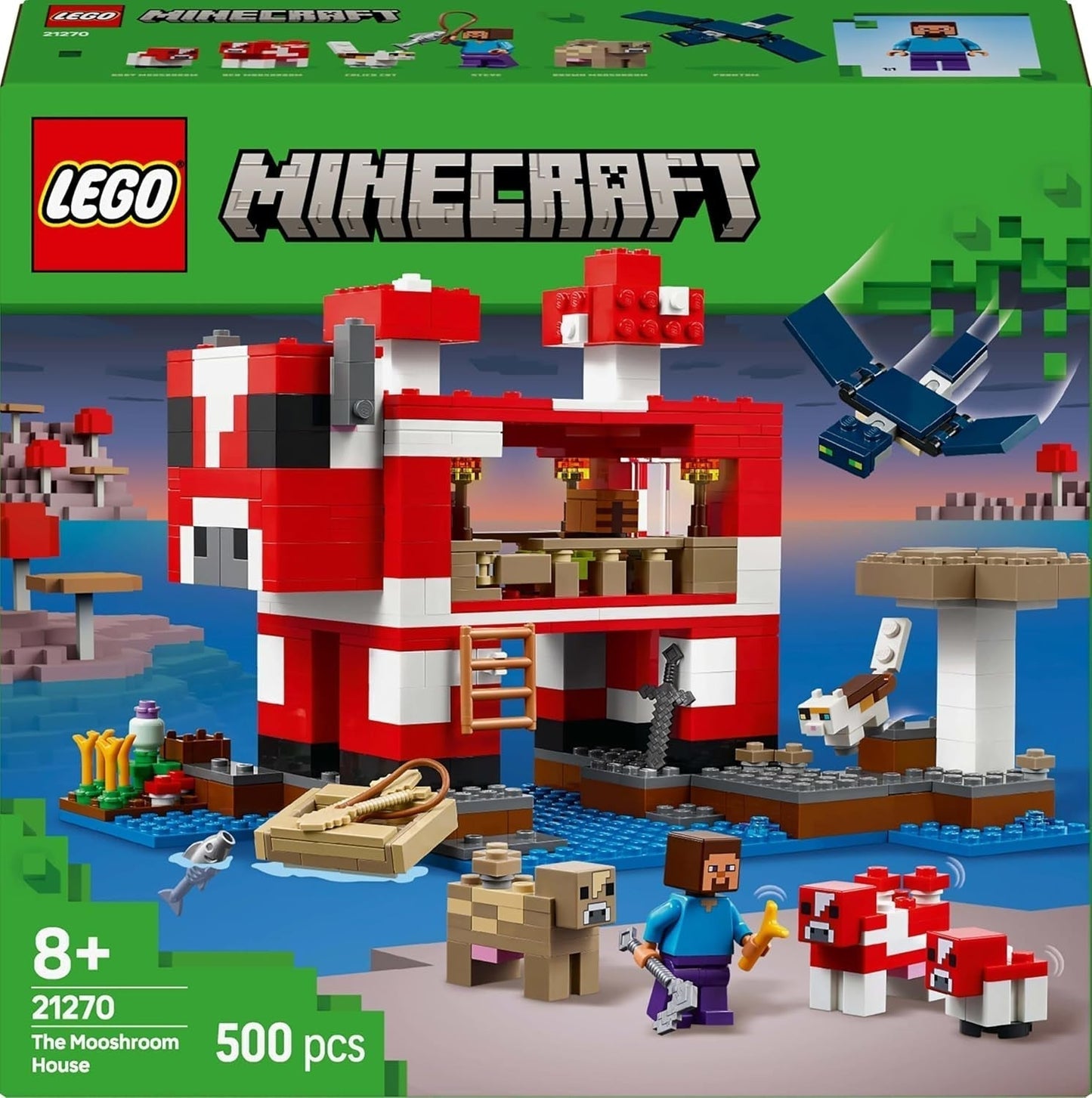 LEGO Minecraft The Mushroom Cow House Videogioco da costruzione giocattolo modello Mushroom Land con minifigure Steve e altri personaggi set da gioco per ragazzi e ragazze 8 anni 21270 Set da costruzione Beuche den LEGO-Store