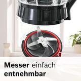Robot da cucina Bosch Vitapower Serie 4 MMB6172SN, Verbesserte Version, 10 Jahre Motorgarantie, Edelstahl-Klingen, 1.5L Glasbehälter, Spülmaschinenfeste Teile, 30.000 U/Min, 1200 W, Argento Kitchen Naty Shop