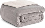 Coperta in pile Kono Sherpa, 150 x 200 cm, morbida, accogliente, soffice, reversibile, in microfibra, coperte fisse per letto, divano, divano (blu navy, matrimoniale/matrimoniale) Letti e coperte Besuche den KONO-Store Grigio Twin/Double