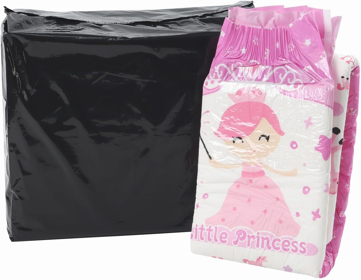 CutiePlusU Pannolini per adulti, 10 pezzi, mutandine per incontinenza usa e getta con lenzuolo per donne e uomini, massima assorbenza durante la notte - Piccola principessa (taglia grande 94-119 cm)