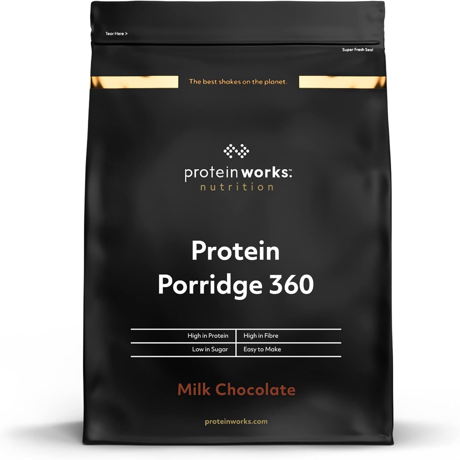 Protein Works - Porridge Proteico 360 | Mito Ulteriori vitamine e minerali | Proteinreiches Frühstück | Kalorienarme Haferflocken | 6 porzioni | Cioccolato al latte 500G Cereal Naty Shop Titolo predefinito